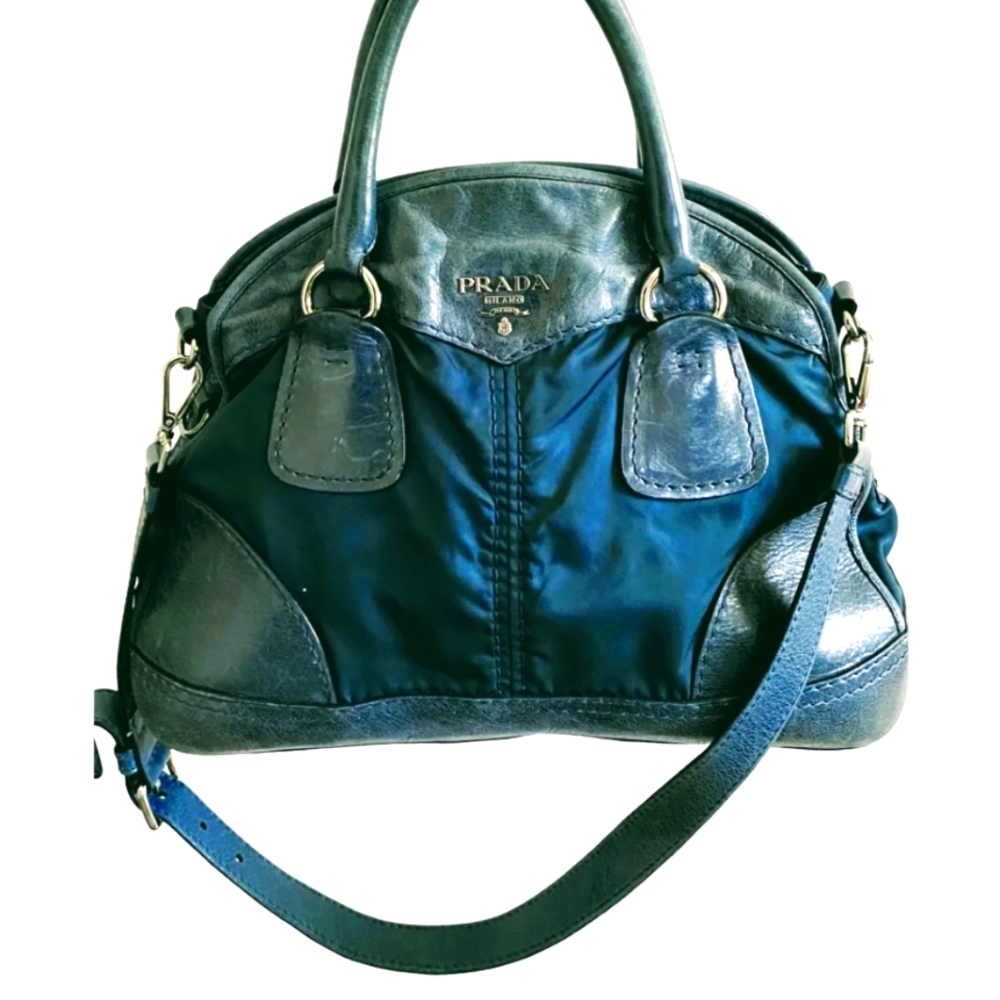 💯Authentic Prada Tessuto Vitello Leather Satchel